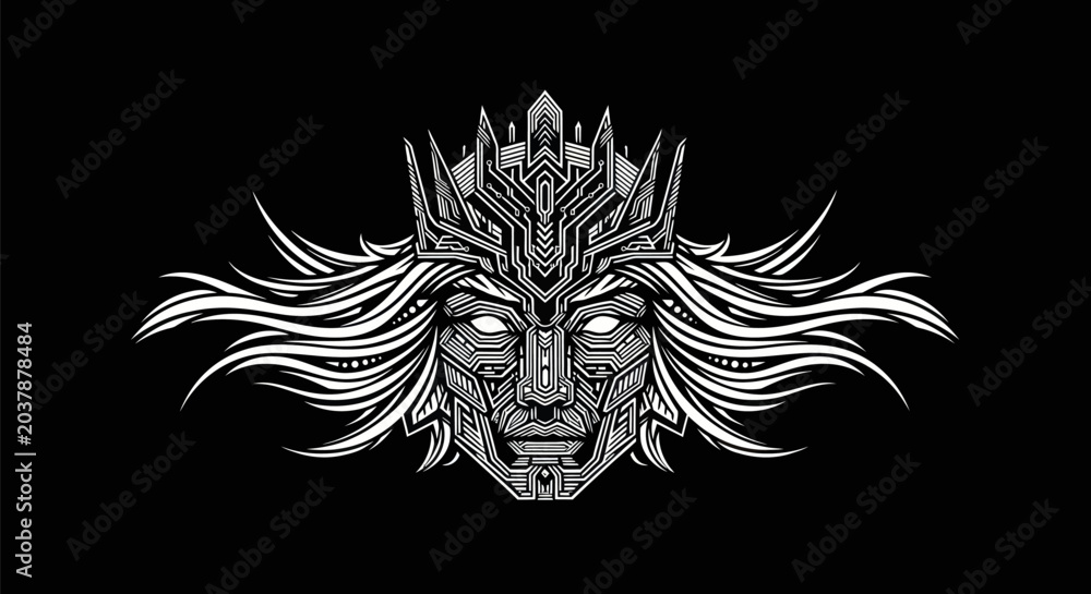 Obraz premium Abstract geometric portrait with crown