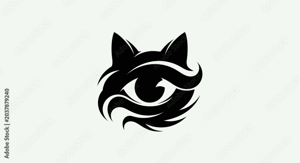 Fototapeta premium Abstract eye and cat silhouette logo