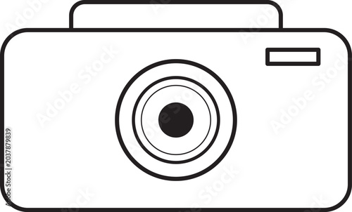 Black and white camera icon isolated on white background