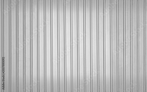 Abstract seamless industrial corrugated silver metal sheet texture with a gray and white striped pattern backdrop