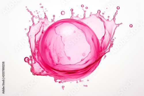 pink liquid transparent splash forming circles