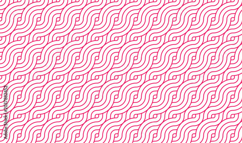 Pink and White Seamless Geometric Wave Pattern, Abstract Interlocking Line Art Background, Modern Minimalist Vector Texture for Creative Branding, Trendy Packaging, and Web Graphics 