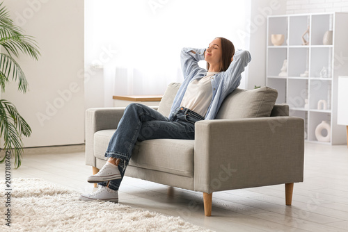 Young pretty woman resting ...