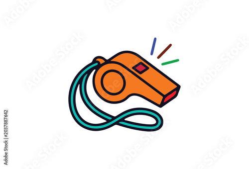 Whistle, referee whistle, cartoon whistle, sports whistle, orange whistle