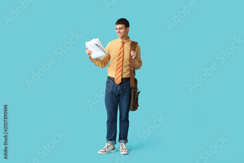 Smiling young man with stri...