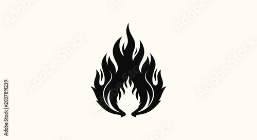 Black flame illustration on white backdrop