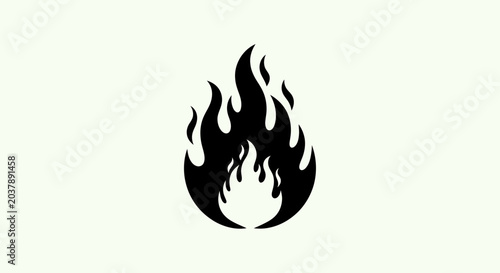 Black flame illustration on white background
