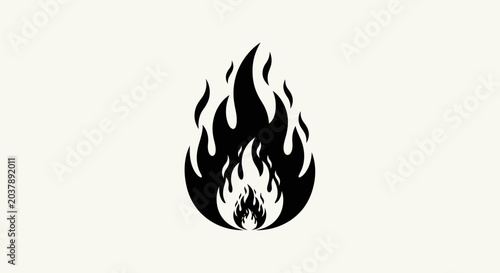 Black flame silhouette on white background