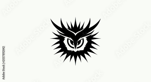 Black owl head symbol on white background