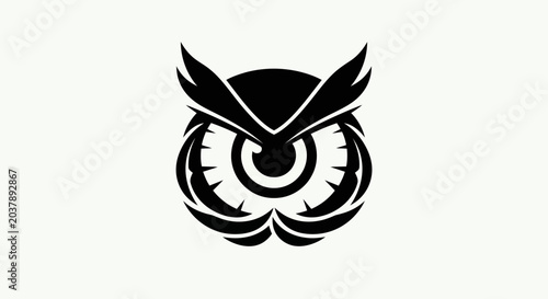 Black owl head vector illustration