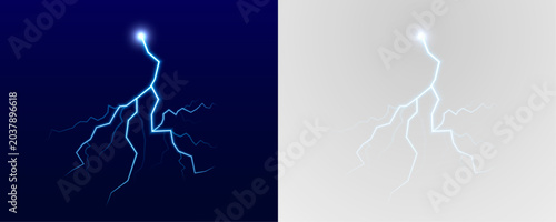 Quadro su tela PNG electric bolts cascade from dark clouds, creating a dramatic night sky scene