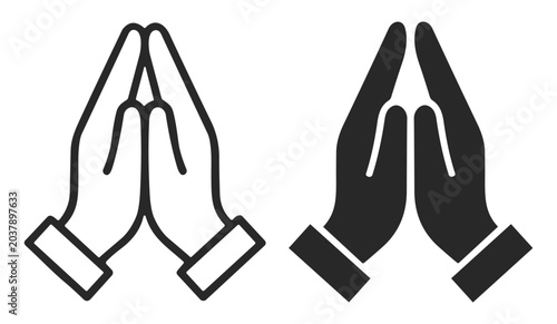 Obraz na plátně Praying hands icon outline and filled style vector illustration on transparent b