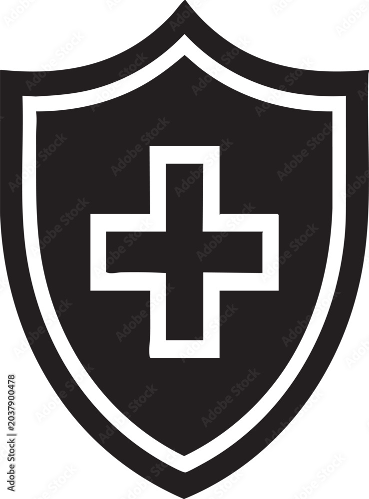 Fototapeta premium Medical Shield Cross Icon