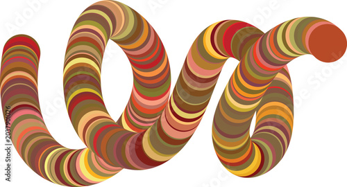 Earthy Warm Tone Organic Spiral Vector - Terracotta Halftone Dotted Curve for Retro Aesthetict
