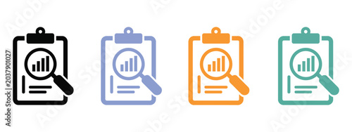 Photos Analyze Company Growth Report with Magnifying Glass Icon Set, talent management