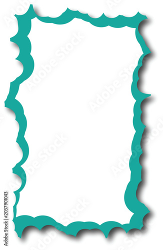 PrintTeal Wavy Jagged Frame Vector - Cyan Border with Shadow Overlay for Text Background