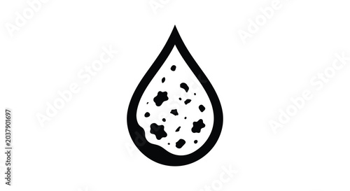 Tableau sur toile Water droplet silhouette with sediment black and white graphic
