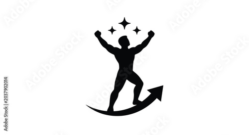 Photos Man Standing On Arrow Silhouette achievement ambition