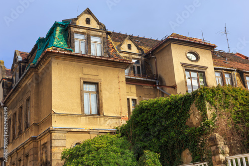 Bild auf Leinwand Cityscape - view of an old house on one of the streets of Zeitz, Saxony-Anhalt,