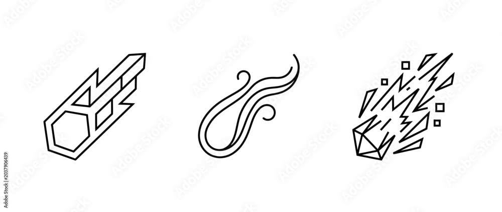 Obraz premium Abstract meteor icons in simple black and white style for graphic designs