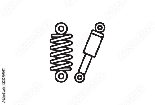 Shock absorber, coil spring, suspension parts, automotive components, mechanical icons