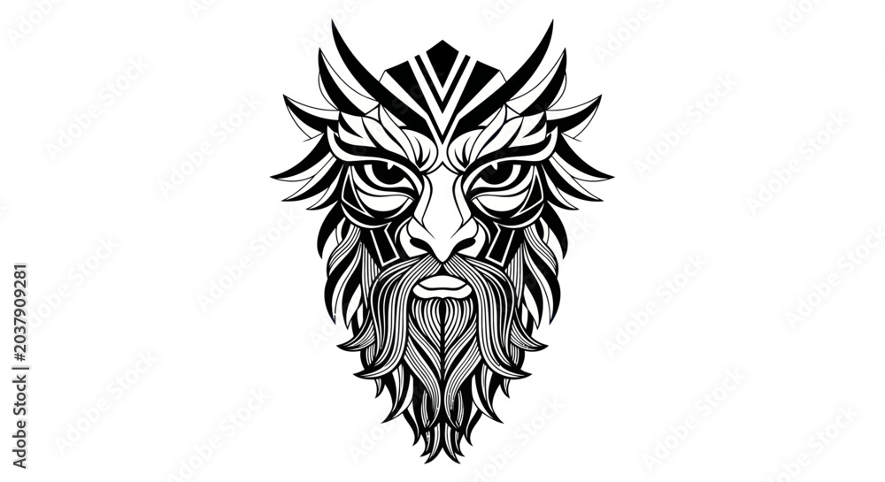 Obraz premium Intricate ornamental mask illustration on white