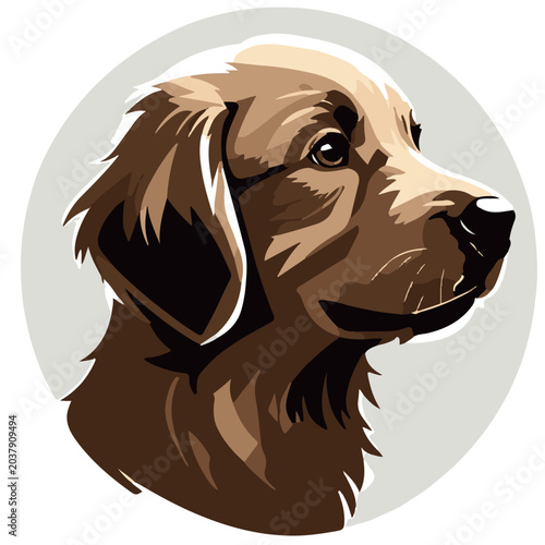 Brown labrador retriever puppy vector illustration avatar in circular frame