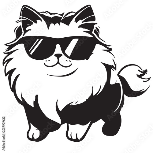Cool tiger cat wearing sunglasses vector illustration silhouette
