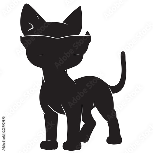 Cool tiger cat wearing sunglasses vector illustration silhouette