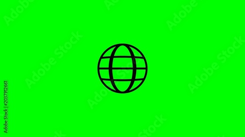 Minimal Globe Icon Animation on Green Screen Background
