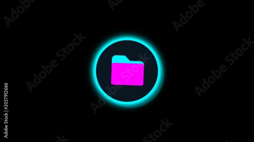 Neon Folder Icon Animation on Dark Background