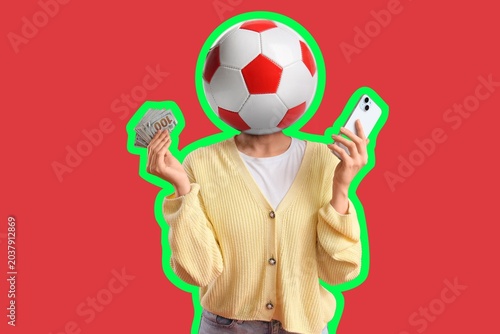 Woman with smartphone, mone...