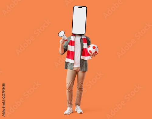 Male sports fan with soccer...