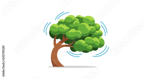Photos Cartoon Tree Swaying in Wind