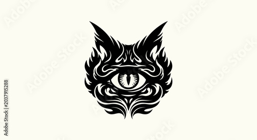 Foto Stylized mystical cat head with eye symbol