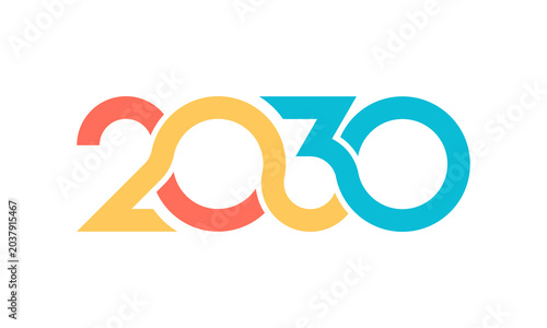 2030 colorful logo design vector illustration isolated on white background