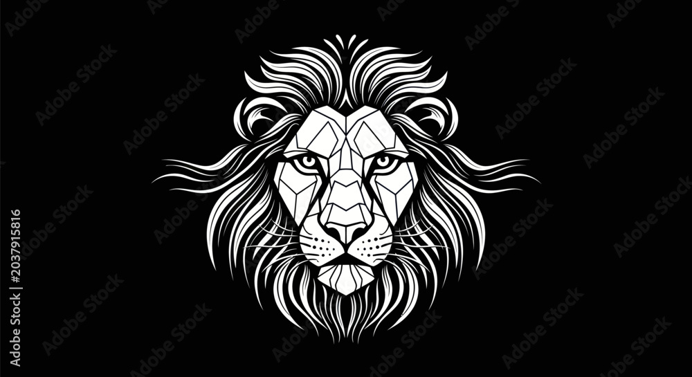 Obraz premium Geometric lion head illustration