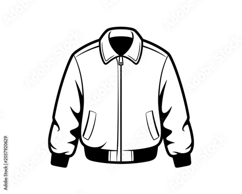 Simple vector-style illustration of a stylish bomber jacket with collar and zipper detail