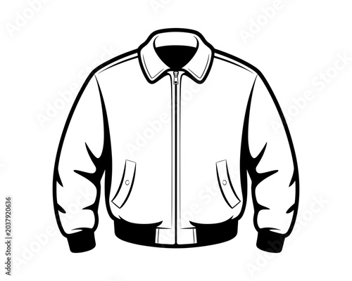 Simple monochrome illustration of a lightweight zip-up jacket with collar and pockets