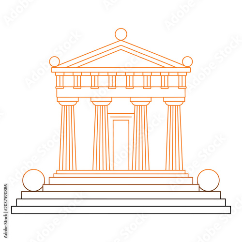 Ancient Greek temple column vector icon with classical marble architecture design