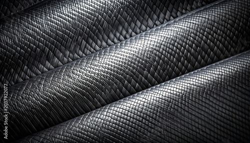 Abstract textured metallic surface with repeating geometric pattern, dark grey ribbed lines creating a futuristic industrial backdrop
