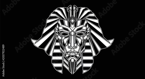 Geometric pharaoh illustration on black