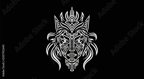 Geometric portrait design on black