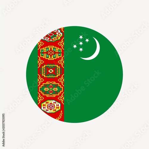 Fotografie Turkmenistan flag circular design isolated element
