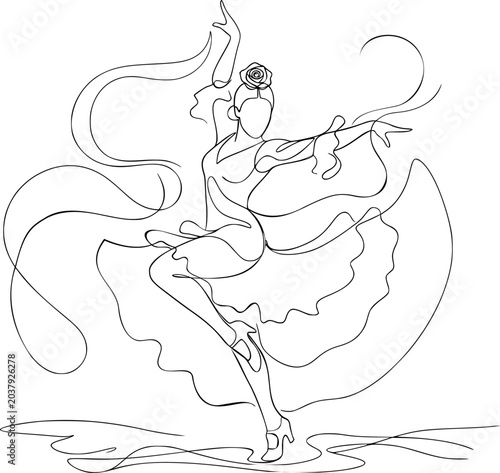 Flamenco dancer line art