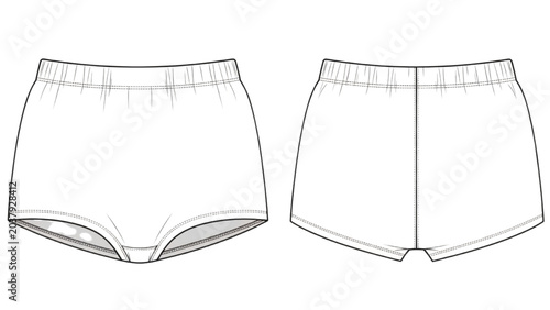 Foto Illustrations of women's underwear shorts from front and back views