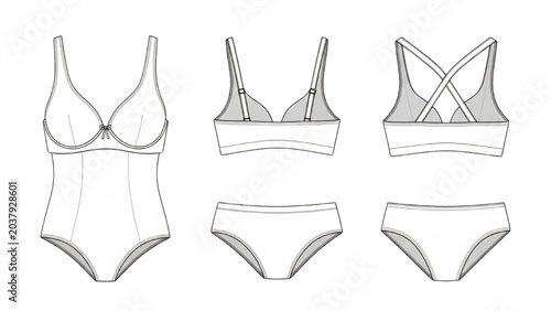 Tableau sur toile Illustration shows various women's undergarments and lingerie sets on display
