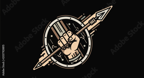 Konstfotografi Abstract warrior symbol with shield and spear