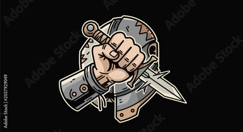 Obraz na płótnie Armored hand grips sword isolated