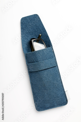 Glasses Pouch open top view on white background